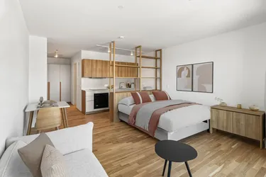 Studio Large (möbliert) mit Zugang zu Fitness, Co-Working, Dachterrasse, Kinoraum