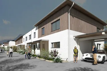 Modernes Neubauhaus mit Garten, Terrasse und Carport