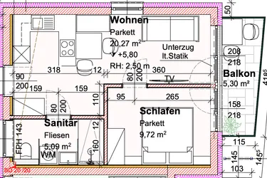 Einmalige 2-Zimmer-Wohnung mit Balkon, Lift TG Parkplatz 