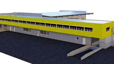 Vorderansicht mit Parkplatz