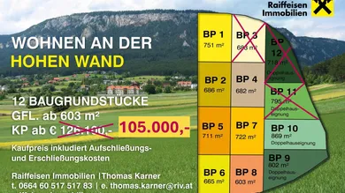 Wohnen an der Hohen Wand - nur noch 9 Grundstücke verfügbar