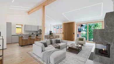 Der offene Wohn-, Koch- und Essbereich - virtuelles Home Staging