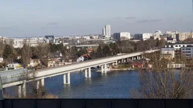Blick aus dem Wohnzimmerfenster Richtung Alte Donau