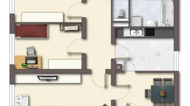 Grundriss möbliert Visualisierung