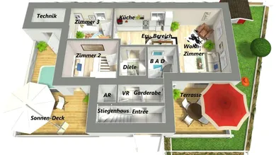 béschriftet - Wohnung Bad Strassgang AW - 3D Foto