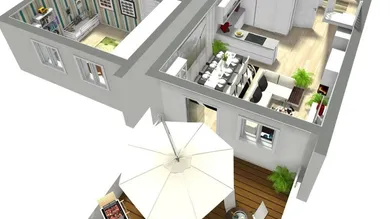 001 Draufsicht Maisonette- 3D Foto