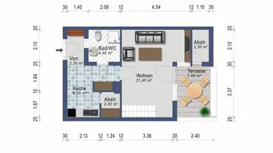 Wohnebene mit Dachterrasse