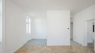 Wohnküche mit Blick in den Küchenbereich