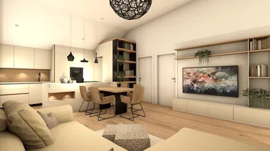 Visualisierung Wohnzimmer Sendlhofer Design