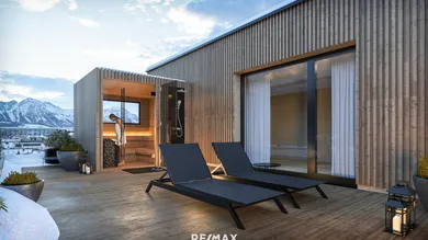 Terrasse mit Sauna