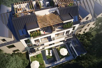 Hofseite mit Dachterrasse (Rendering)