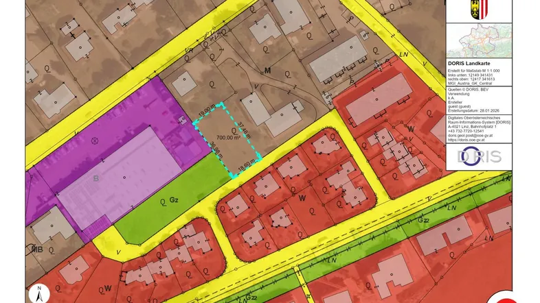 Parzelle ca. 700 m² Widmung - Bauland Ried