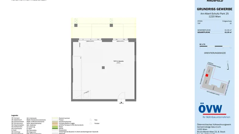 Grundriss einer Gewerbeeinheit mit offenem Layout und klaren Abmessungen, ideal für verschiedene Nutzungen.