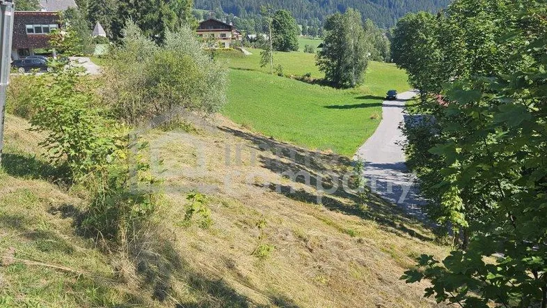 Panoramablick auf die majestätischen Berge und die grüne Landschaft mit einer Straße im Vordergrund.