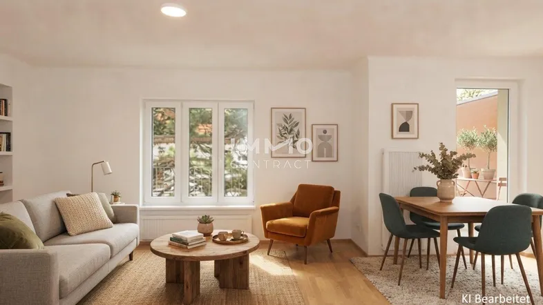 Wohnesszimmer mit Ausgang auf die Freifläche ca 5m²