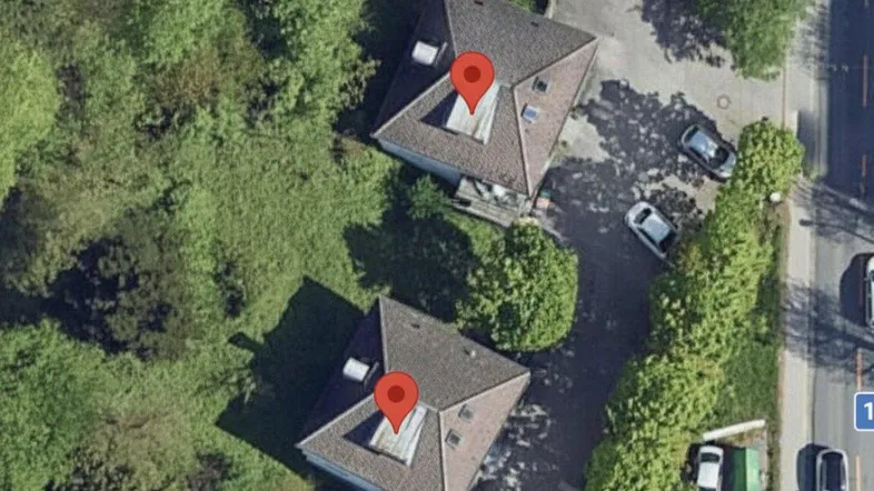 Luftbild mit Standormarkierung