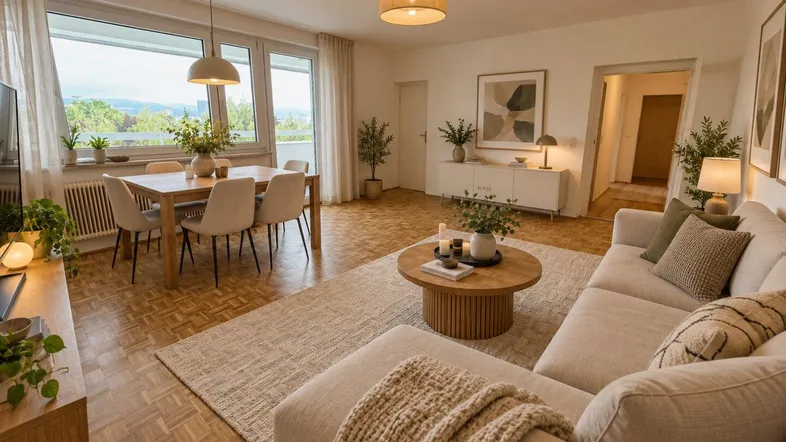 KI generiertes Wohnzimmer