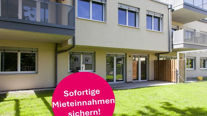 Neubau-Wohnungen mit direktem Zugang zum Garten und privater Terrasse, ideal für Familien.