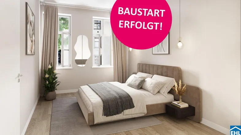 Modernes Schlafzimmer mit hellem Holzboden, großem Fenster und stilvoller Einrichtung.