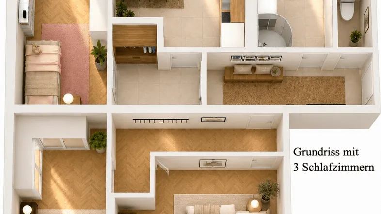 Grundriss mit 3. Schlafzimmer