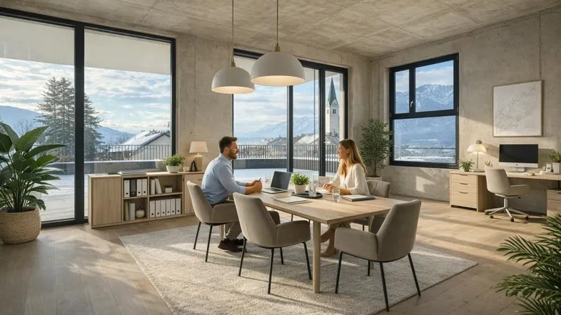 Ansicht Einrichtungsbeispiel Büro KI-generiert