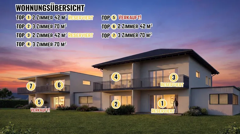 NEUBAU Kleinwohnanlage mit 2 Häusern und 7 Wohnungen in Waidmannsdorf - Schubertstraße / ERSTBEZUG