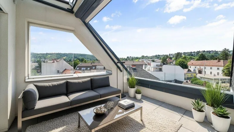 2-Zimmer-Penthouse in ERSTBEZUGS-Qualität mit Terrasse und Garage in Toplage