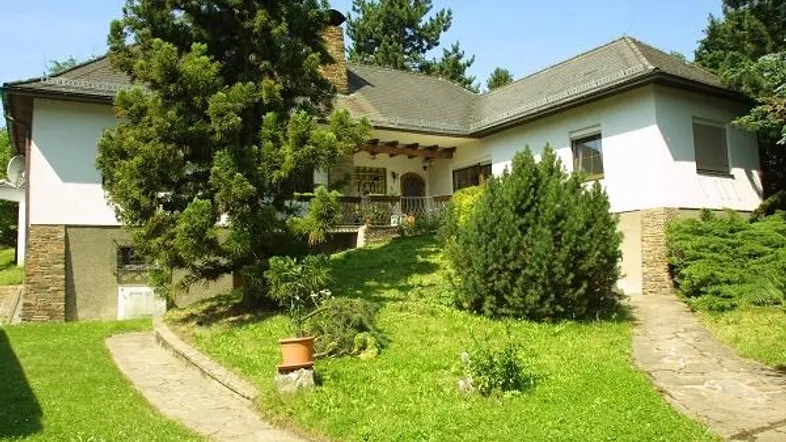 Einfamilienhaus mit großem Garten, altem Baumbestand und gepflegter Außenanlage.