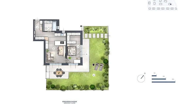Grundriss der Gartenwohnung A2