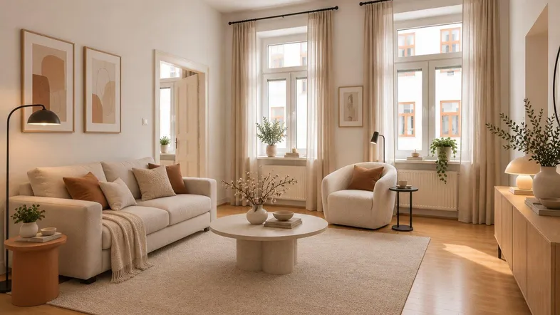 Wohnzimmer (virtuell eingerichtet)