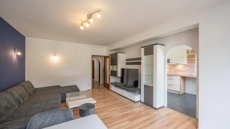 Wohnzimmer mit Blick in die Küche