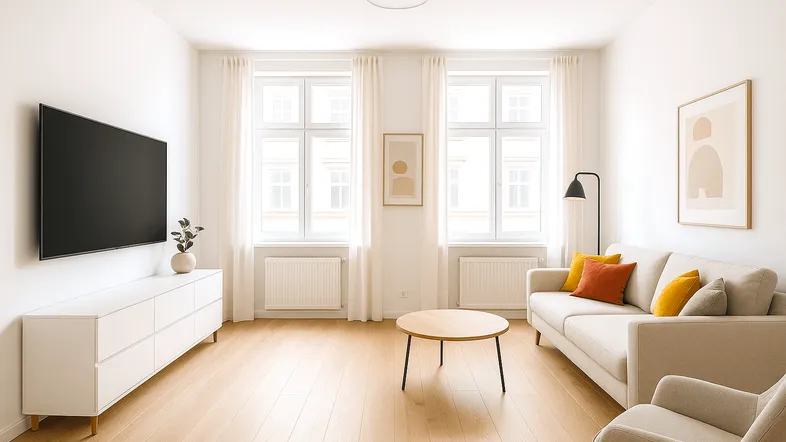 Wohnzimmer 2- u 3-Zimmer-Wohnung straßenseitig