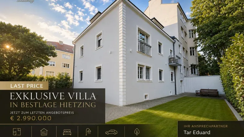 Exklusive Villa in Hietzing mit gepflegtem Garten und moderner Architektur.