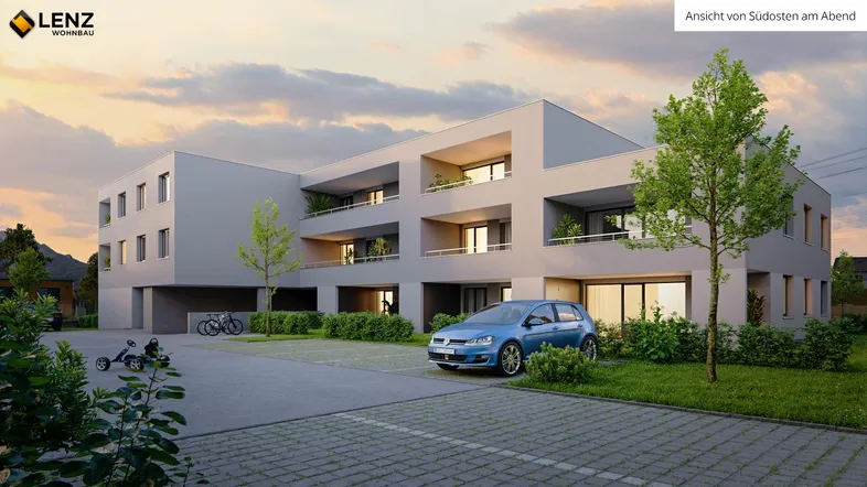 Ansicht von Südosten am Abend