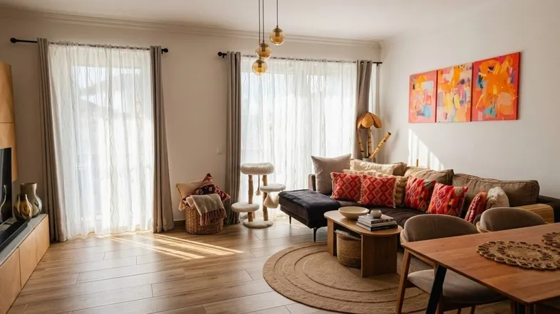 Wohnraum mit bequemer Couch