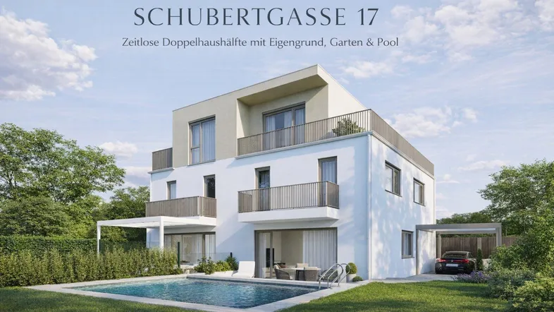 Zeitlose Doppelhaushälfte mit Pool und Carport
