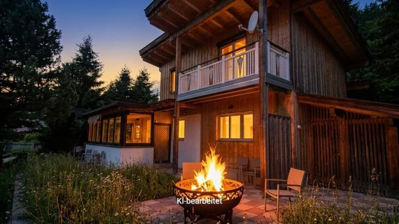 Haus mit Abendstimmung