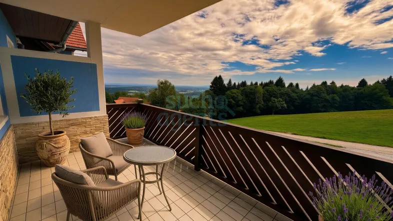 1533 Balkon Blick Grazer Becken