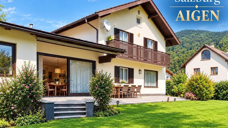 Großzügiges Einfamilienhaus mit Terrasse, Garten und Bergblick in sonniger Lage.