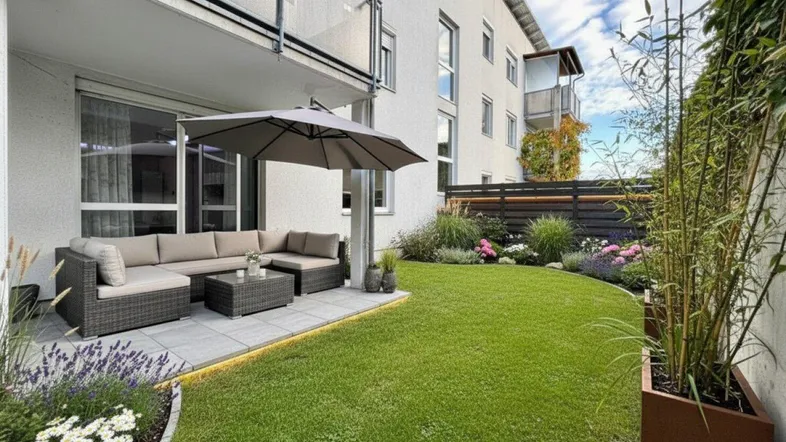 Gartenwohnung mit Seltenheitswert – modernes Wohnen mit privatem Grünraum und Tiefgarage