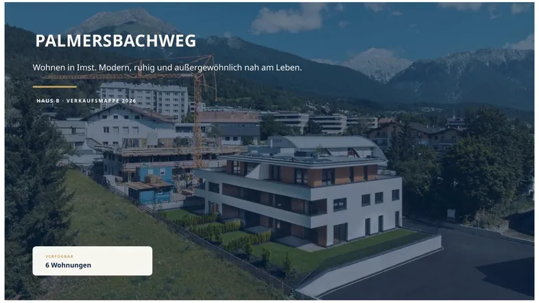 Moderne Wohnanlage im Bau mit Bergblick und grüner Umgebung, nahe am Leben.