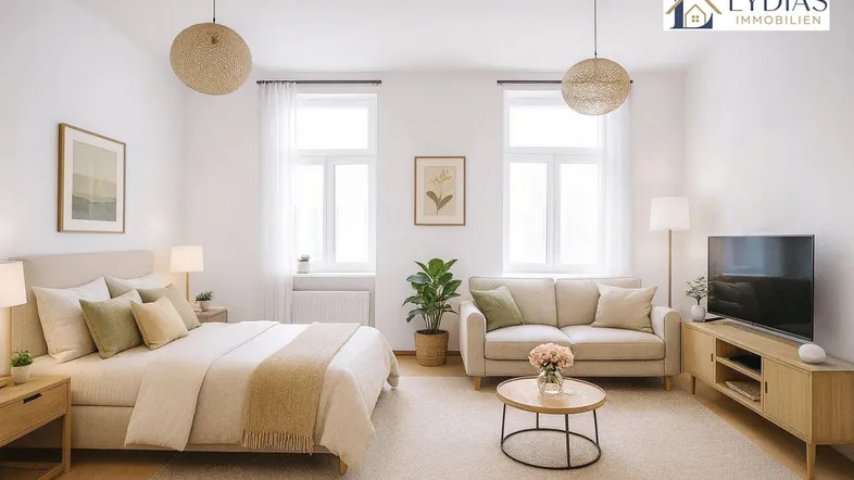 Wohn- und Schlafzimmer (Virtual Staging)