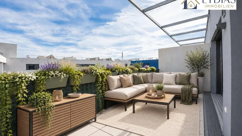 Virtuell möblierte Terrasse