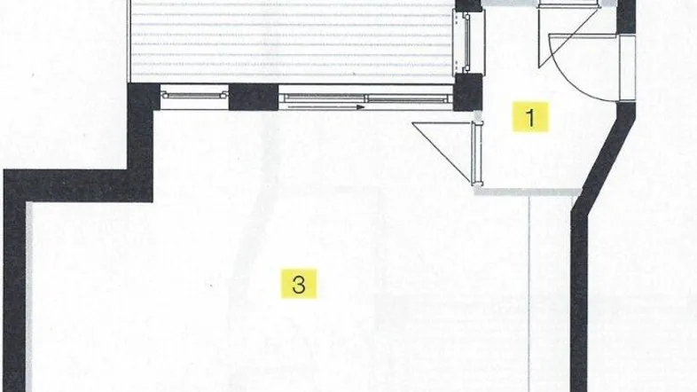 Grundrissplan einer Wohnung mit Terrasse und mehreren Räumen, ideal für eine moderne Gestaltung.