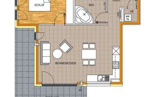 Exklusive, geräumige und neuwertige 2-Zimmer-EG-Wohnung mit Terrasse und Einbauküche in Adelsried
