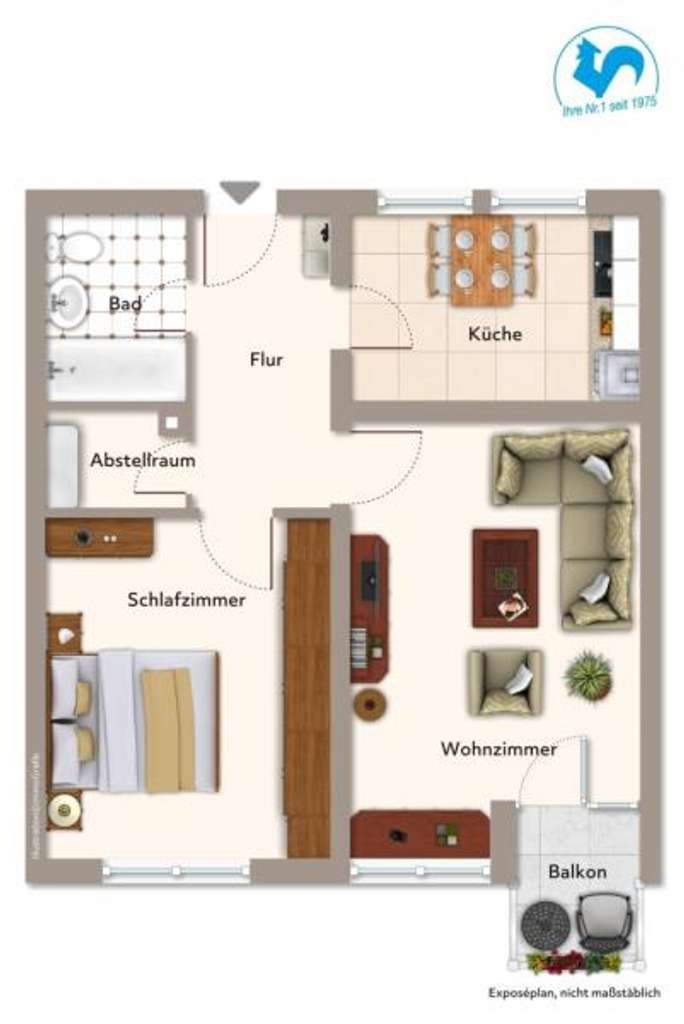 Immobilie in Biberach an der Riß - Kapitalanlage mit Weitblick – 2-Zimmer-Wohnung im 7. Obergeschoss mit Balkon - Bild 1