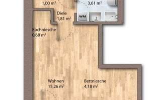 Möblierte 1‑Zimmerwohnung  - Furnished apartment with balcony & WI-Fi, in Untergiesing – Thusneldastraße 00, 81543 Untergiesing, München – Vorschaubild 7