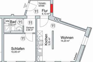 Gut vermietete 2-Zimmer ETW ohne Provision – Die vollständige Adresse der Immobilie erhältst du vom Anbieter., 9120 Altchemnitz, Chemnitz – Vorschaubild 5