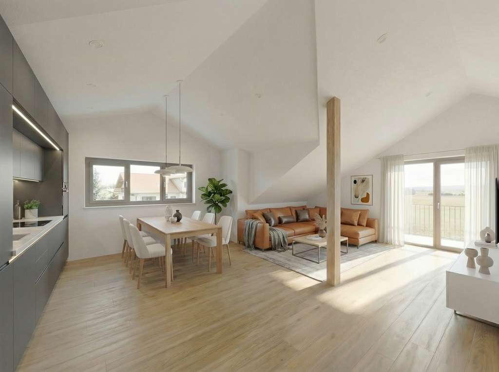 Immobilie in Isen - Neubau Dachgeschosswohnung mit Balkon – Garage geschenkt + KfW-Förderung sichern - Bild 0