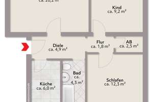 Bremen-Blockdiek: gut geschnittene 3-Zimmer-ETW mit Loggia und Blick ins Grüne im 2. Obergeschoss – Die vollständige Adresse der Immobilie erhältst du vom Anbieter., 28327 Blockdiek, Bremen – Vorschaubild 14